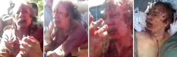 Imagens mostram Kadhafi frágil em mão rival pouco antes de morrer