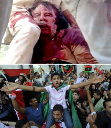 TV Al Jazeera mostra suposta imagem do cadáver de Kadhafi na Líbia