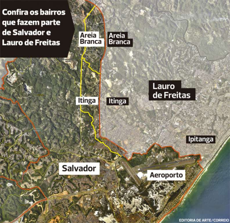 Itinga e Areia Branca são divididos entre Salvador e Lauro de Freitas