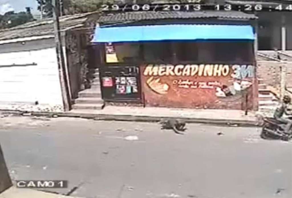 Vídeo: Em tentativa de assalto frustrada, bandido é arremessado pela janela