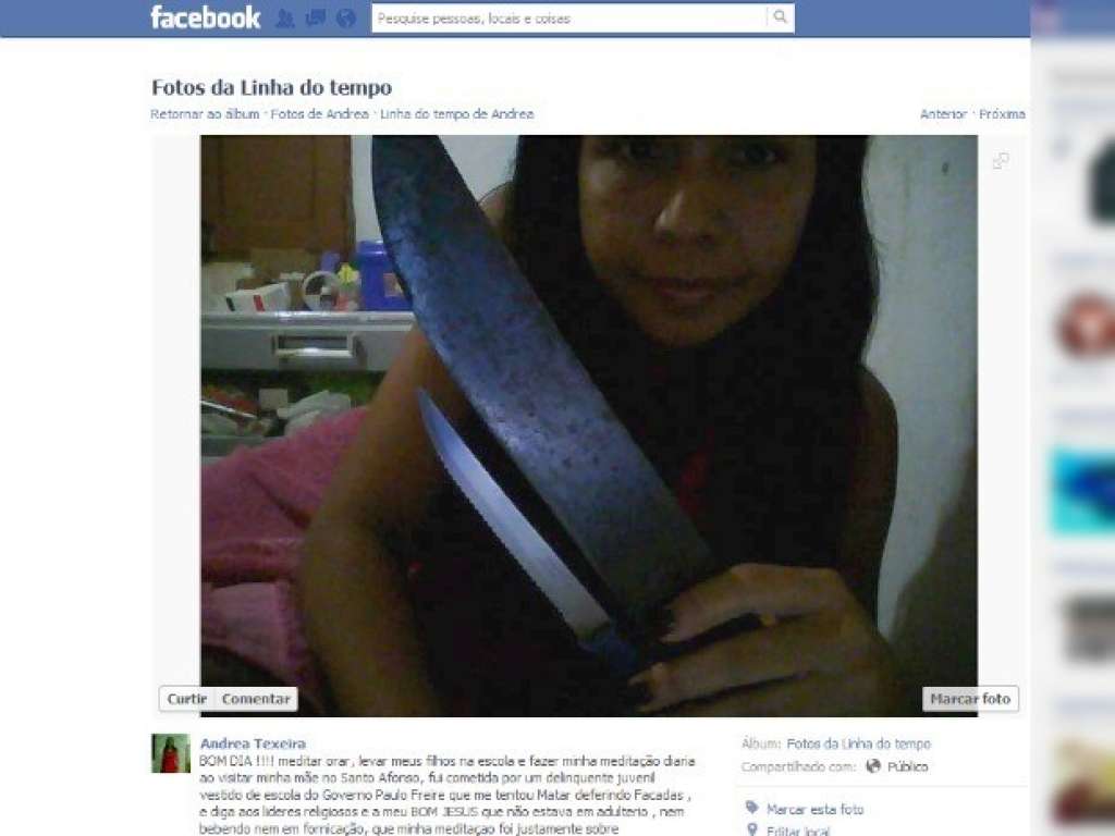 Mulher desarma bandidos, escapa de assalto e posta fotos no Facebook