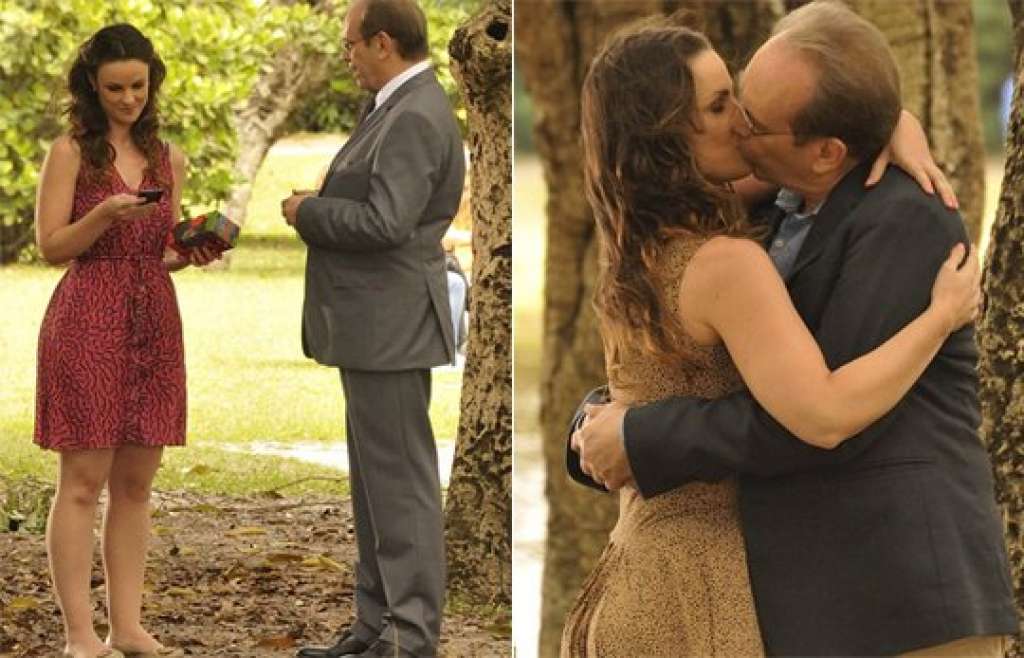 Amor à Vida: sem saber que são pai e filha, Herbert e Gina se beijam