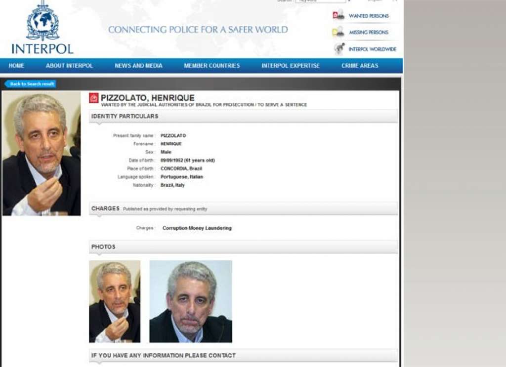 Interpol inclui nome de Pizzolato na lista de procurados da Justiça