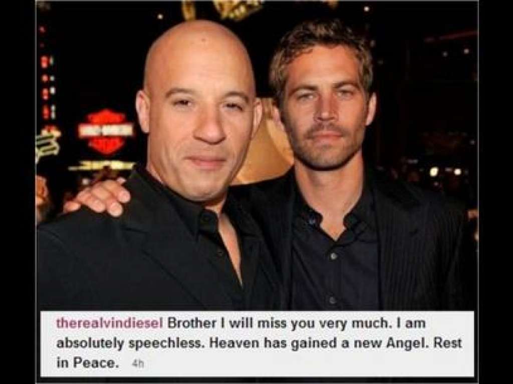 Vin Diesel posta foto com Paul Walker e desabafa: “estou sem palavras”
