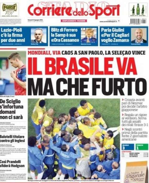 Jornais italianos destacam pênalti marcado em Fred na vitória do Brasil