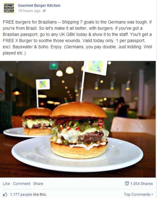 Restaurante britânico oferece hambúrguer de graça a brasileiros como ‘consolo’