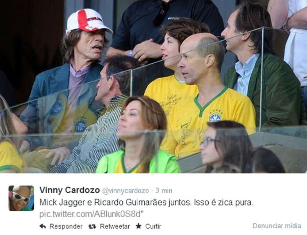 Mick Jagger vai a estádio e Luciana o defende por fama de “pé frio”