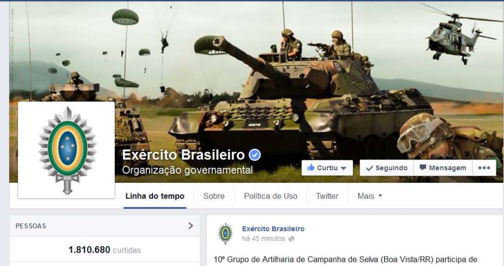 Internautas pedem novo golpe militar ao Exército em sua página oficial do Facebook