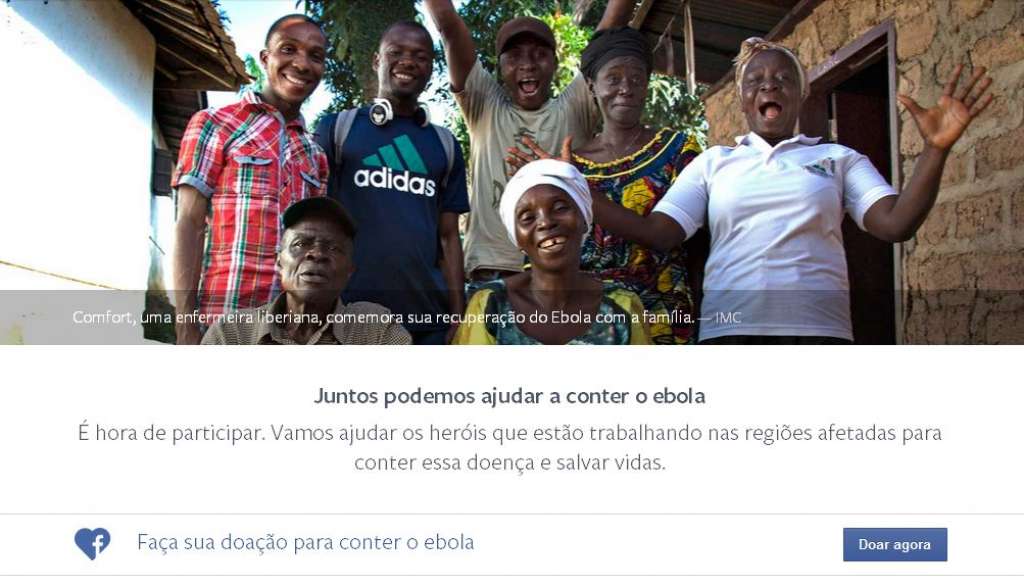 Facebook lança campanha ajudar organizações que combatem o Ebola na África