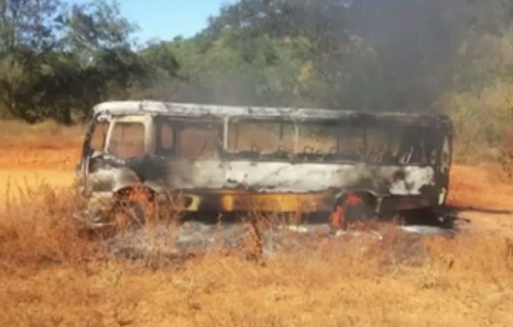 Ônibus escolar que levava crianças pega fogo no interior do estado