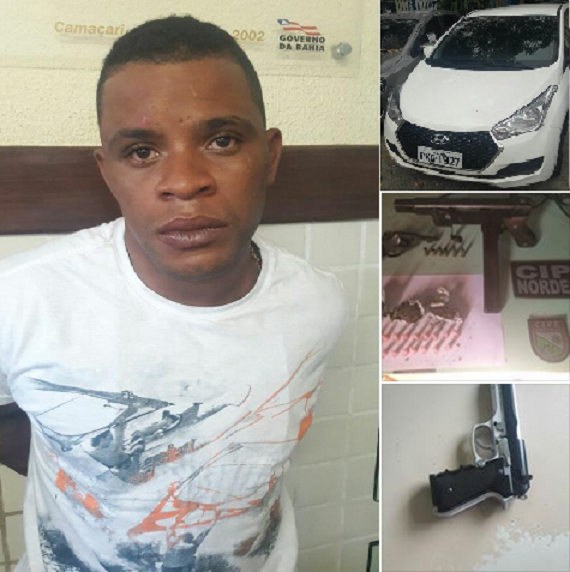 Jovem de 27 anos é preso em flagrante com pistola e veículo roubado na Lama Preta