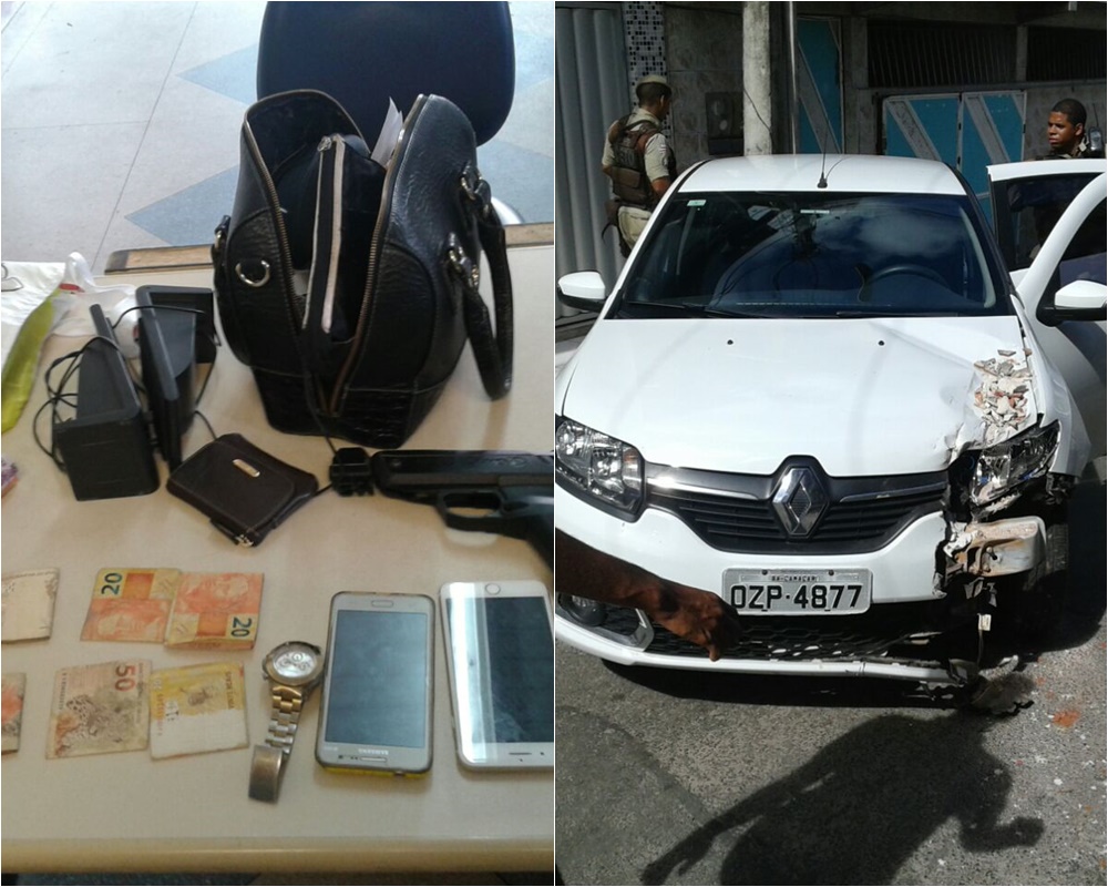 PM prende assaltantes e recupera carro roubado em Camaçari