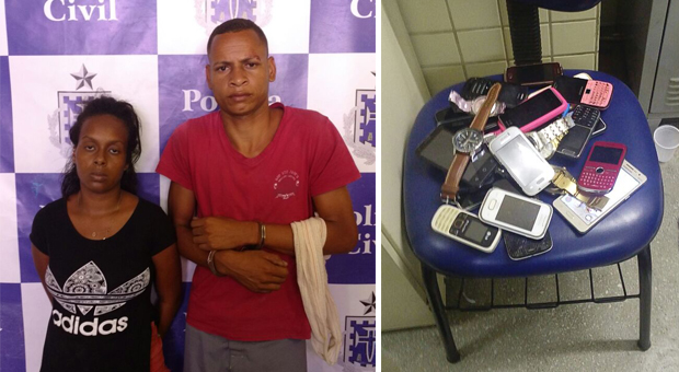 Casal preso confessa ter praticado nove assaltos a ônibus em um mês em Salvador