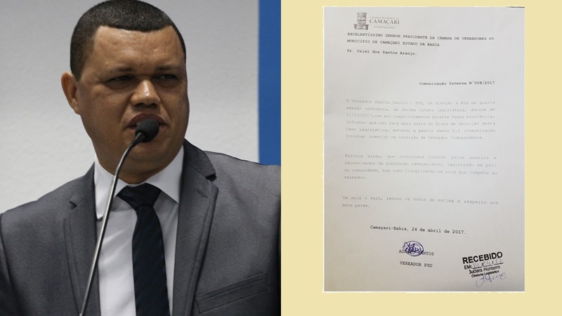 Camaçari: Adalto Santos oficializa saída da oposição na Câmara