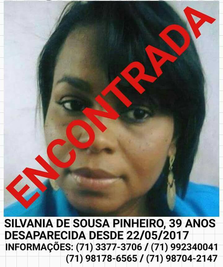 Encontrada moradora de Lauro de Freitas que estava desaparecida