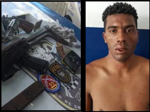 Polícia prende em flagrante com metralhadora e revólver Líder do BDM em Simões Filho