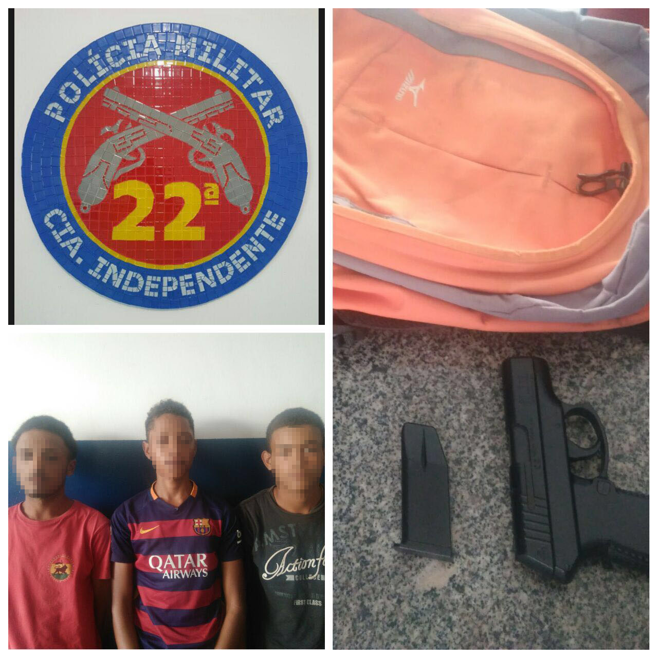 Jovem de 18 anos é preso e adolescentes de 17 e 16 anos são apreendidos com réplica de arma em Simões Filho