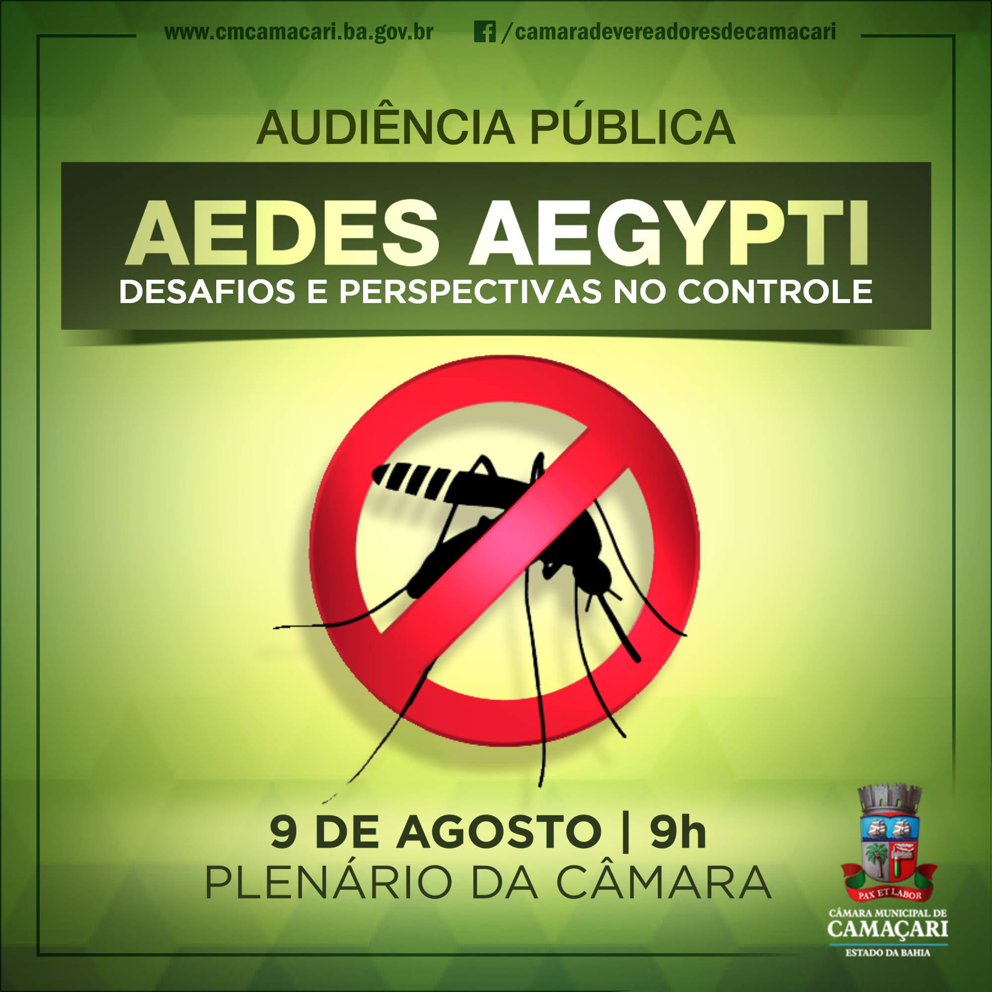 Câmara de Camaçari debaterá os desafios e perspectivas no controle ao Aedes Aegypti