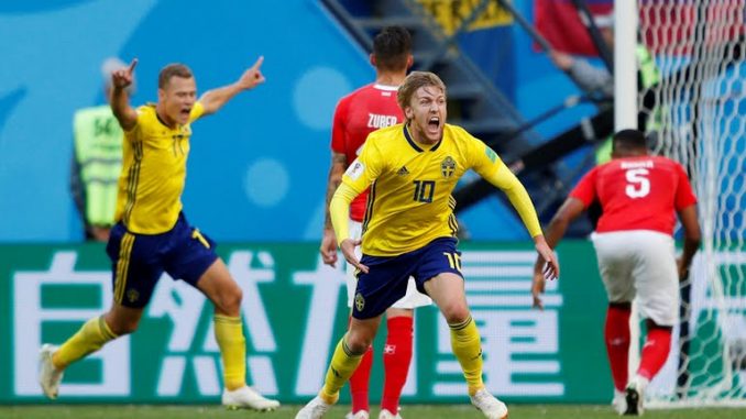 Suécia vence a Suíça e está nas quartas de final da Copa do Mundo