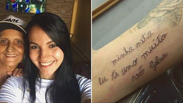 Jovem tatua bilhete escrito pela avó que está se alfabetizando e bomba na web