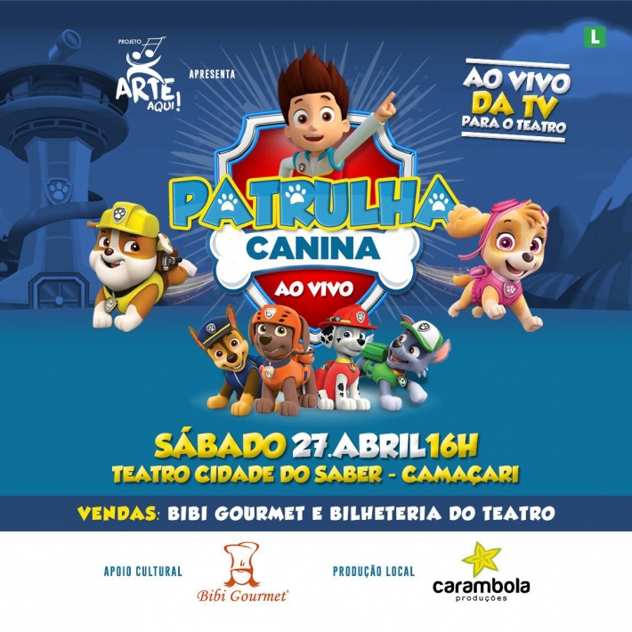 Espetáculo ‘Patrulha Canina’ chega a Camaçari neste sábado (27)