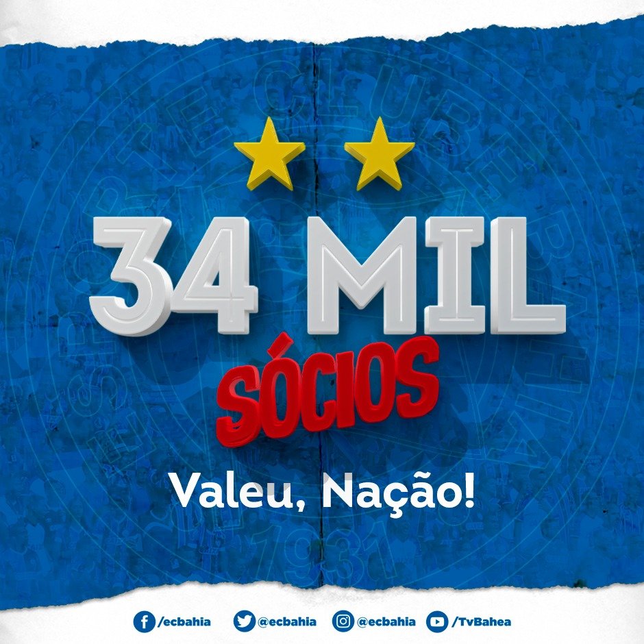 ‘Valeu Nação!’: Bahia comemora a marca dos 34 mil sócios