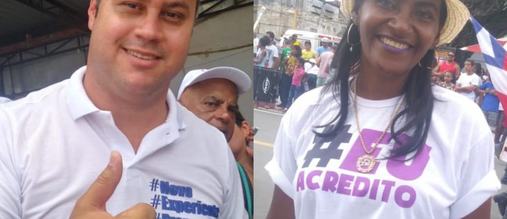 Fábio Lima e Professora Angélica prestigiam desfile cívico de Camaçari separados, mas falam sobre apoio