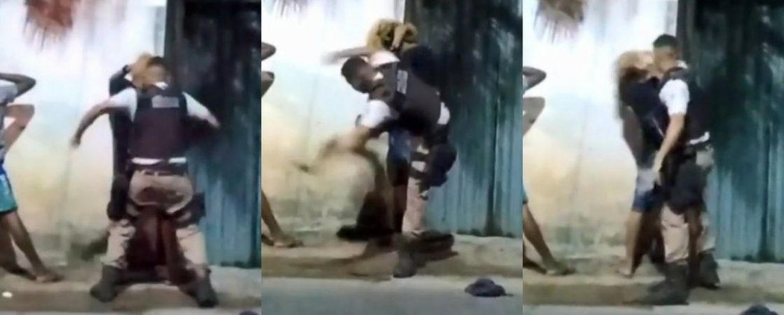 Policial militar filmado agredindo jovem, em Salvador, é afastado das ruas