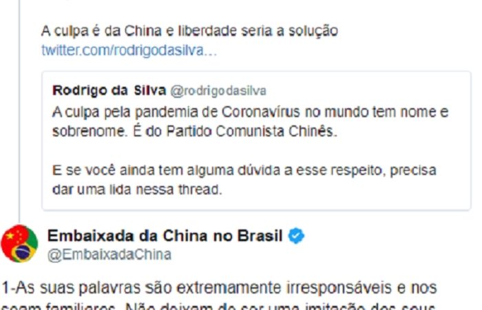 Embaixador da China rebate Eduardo Bolsonaro