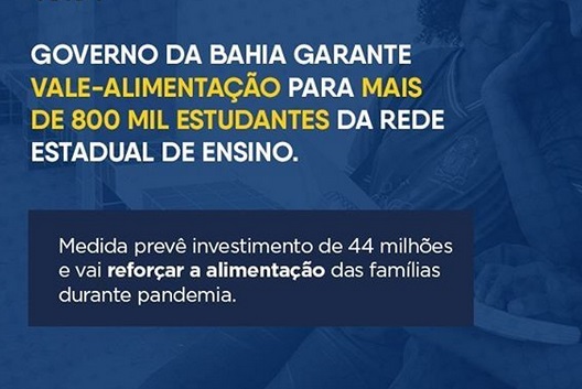 Vale alimentação dos estudantes: Governo da Bahia fecha com Banco ...
