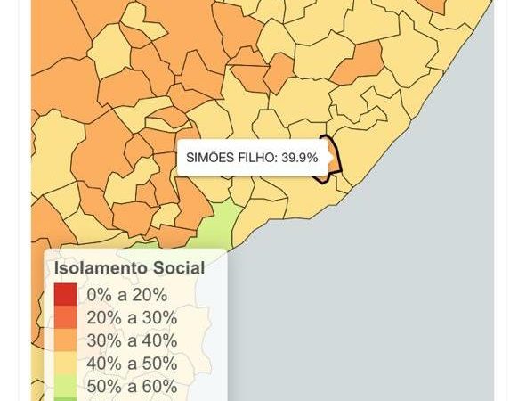 Com 39,9%, Simões Filho tem baixo índice de isolamento social