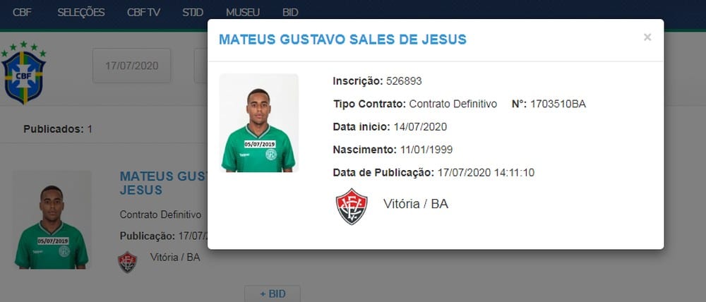 Mateusinho tem nome publicado no BID e pode estrear com a camisa do Vitória