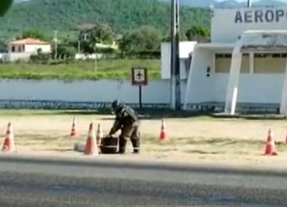 Em Jacobina, esquadrão antibombas do Bope é acionado após “caixa misteriosa” ser deixada em frente ao aeroporto