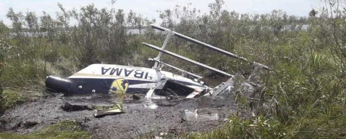 Helicóptero do Ibama cai no Pantanal e piloto morre no acidente