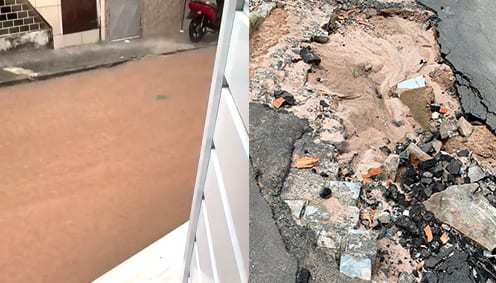 Simões Filho: Moradores da Quadra 8 sofrem com alagamentos e rua repleta de buracos