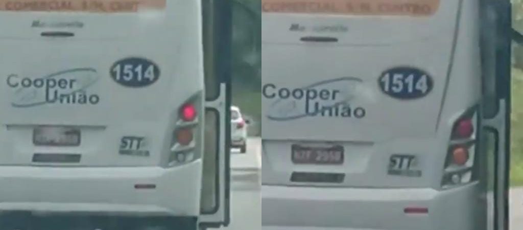 VÍDEO: Ônibus da Cooperunião é flagrado trafegando em rodovia com porta aberta