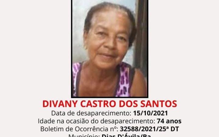 Família busca por idosa desaparecida em Dias d’Ávila