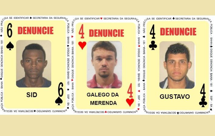 Três criminosos que atuam na Região Metropolitana de Salvador  entram no Baralho do Crime