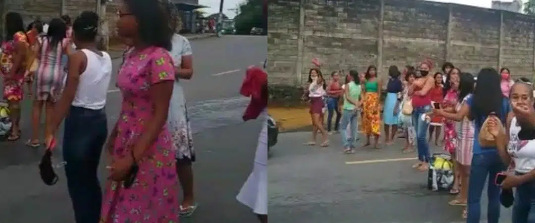 VÍDEO: Familiares de detentos manifestam  contra suspensão de visitas na porta do presídio em Salvador