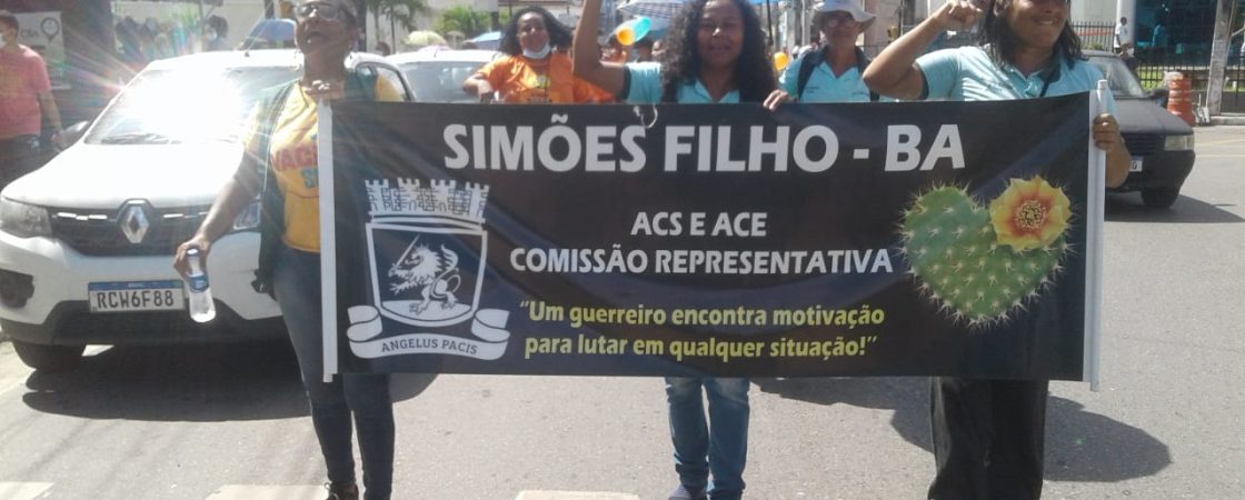 Agentes comunitários de saúde fazem mobilização nas ruas de Simões Filho por aprovação de piso salarial