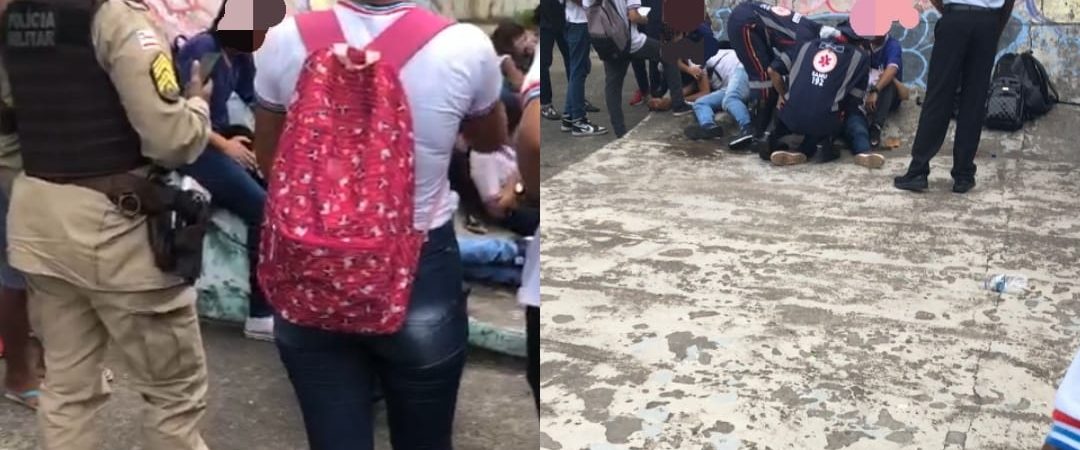 Camaçari: Alunos de colégio estadual passam mal e ficam caídos na Praça Abrantes