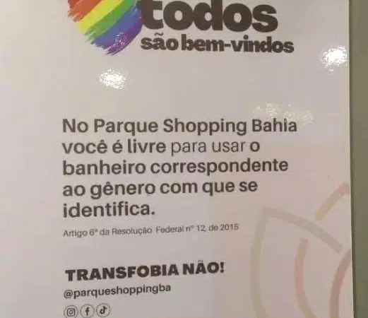 Shopping de Lauro de Freitas explica retirada de aviso para pessoas trans em banheiros após polêmica