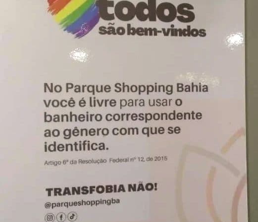 Shopping de Lauro nega ter recebido ordem da prefeitura para retirar placas contra transfobia