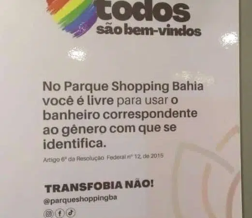 Shopping de Lauro nega ter recebido ordem da prefeitura para retirar placas contra transfobia