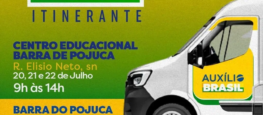 Camaçari: Auxílio Brasil Itinerante chega a Barra do Pojuca na quarta-feira