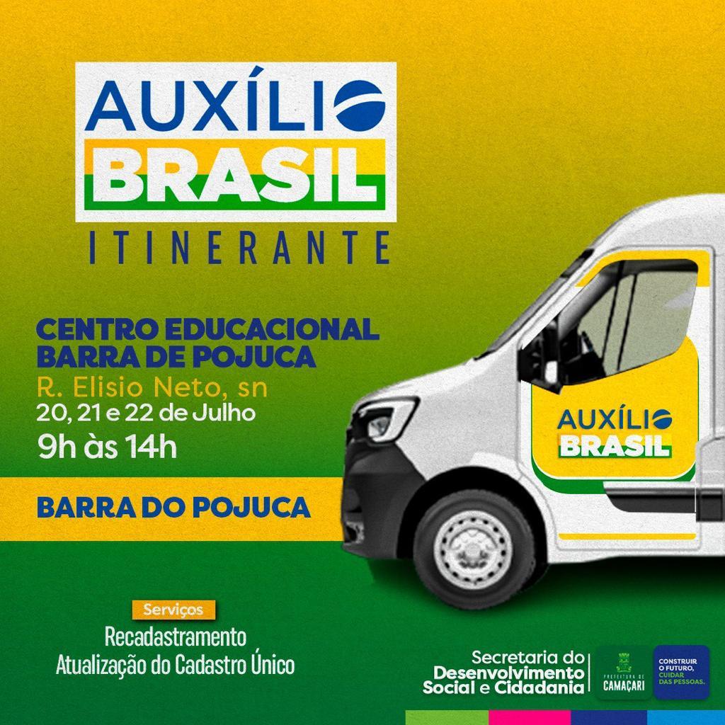 Camaçari: Auxílio Brasil Itinerante chega a Barra do Pojuca na quarta-feira