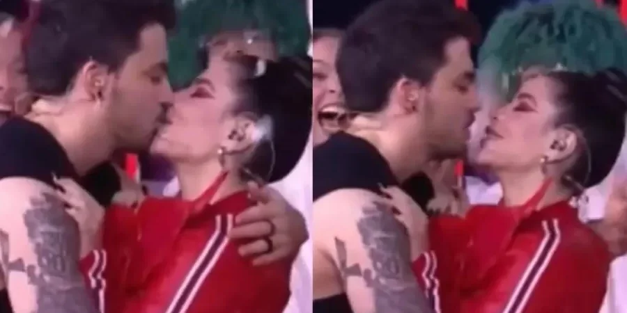 Após flerte nas redes sociais, Felipe Neto e Gkay se ‘casam’ e trocam beijos em live