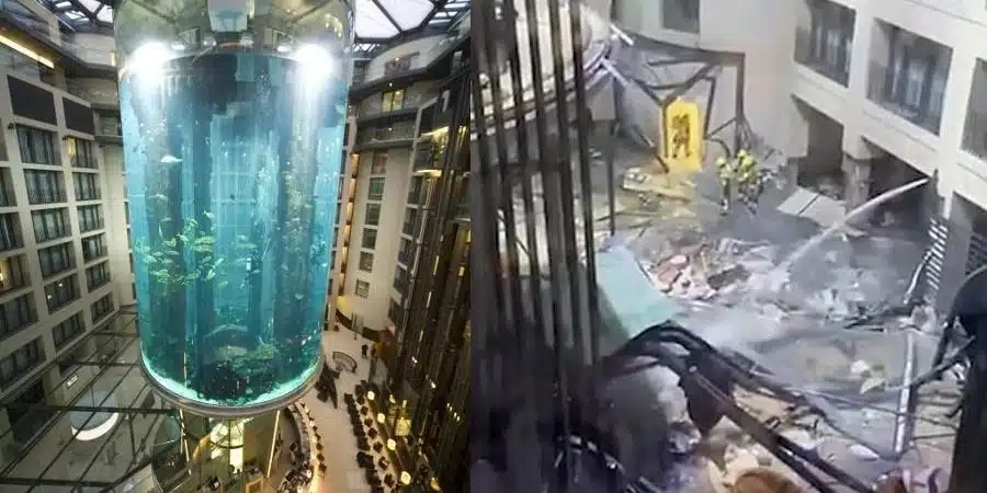 Aquário gigante com 1 milhão de litros d’água explode em hotel na Alemanha