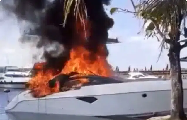 Fogo: Incêndio em lancha deixa pessoas em pânico na Marina de Aratu