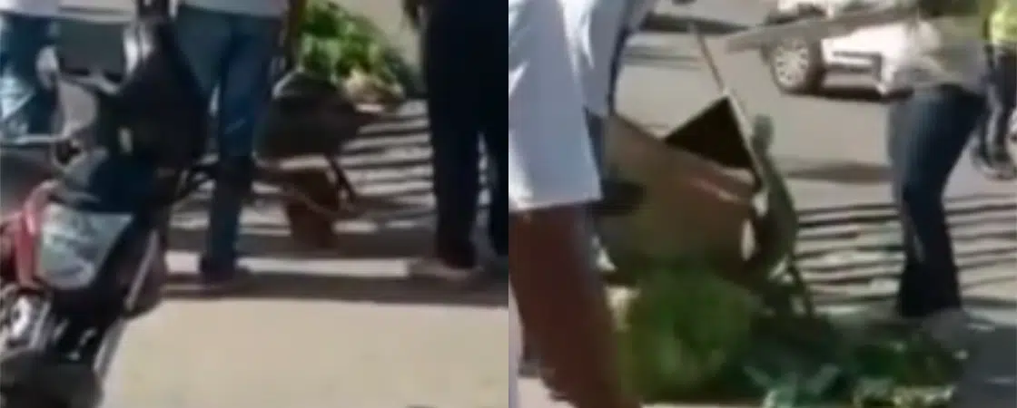 VÍDEO: Servidores públicos fazem descaso com trabalhador e jogam alimentos no chão, em Simões Filho